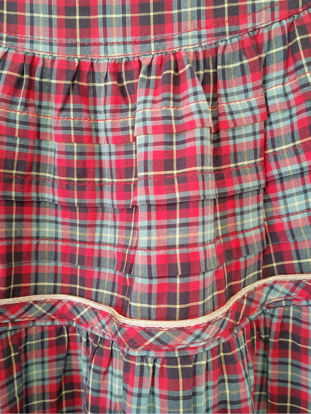 THE GREAT. Red and Green Plaid Maxi Dress size 0 - Picture 3 of 6